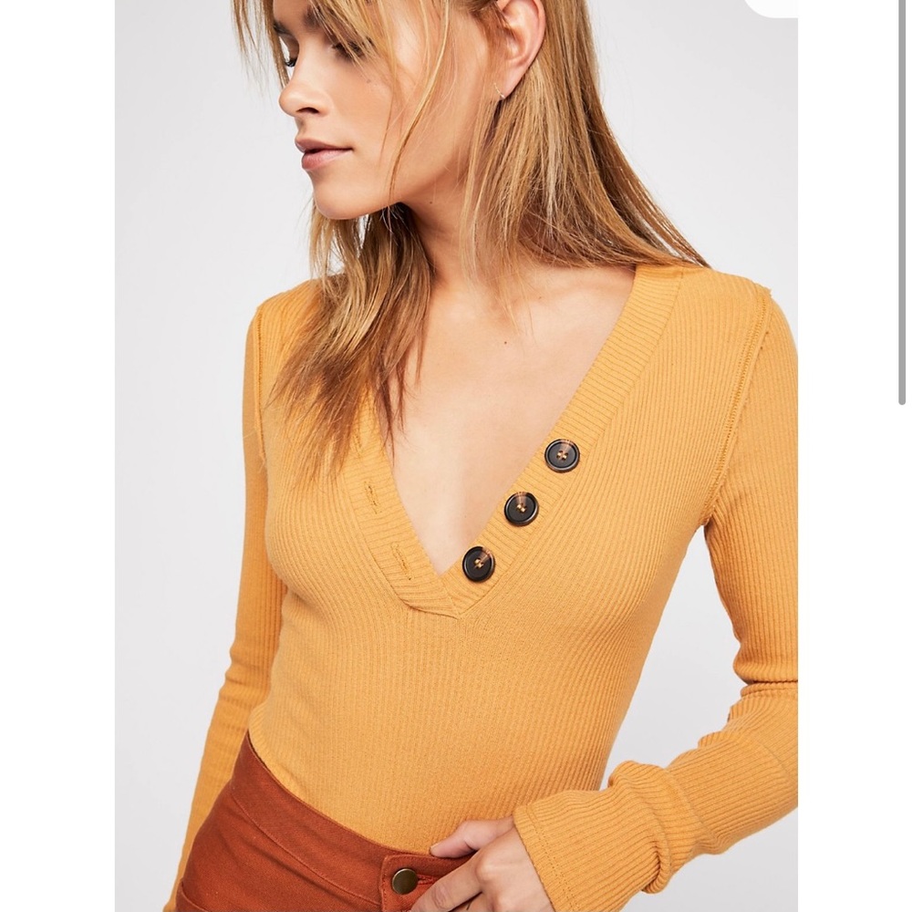Free People Up All Night Golden Yellow Bodysuit - Picture 8 of 14